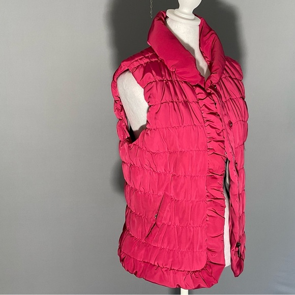 Tribal Barbie Core Sm Pink Puffer Vest, Snap Closure, Ruffled Trim Neck, Front - Picture 11 of 16